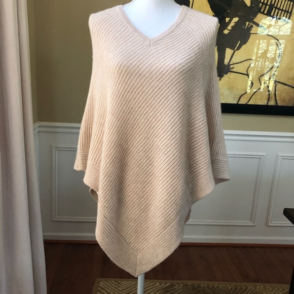 Design History Sweaters - NWT Design History Textured Cashmere Poncho Almond